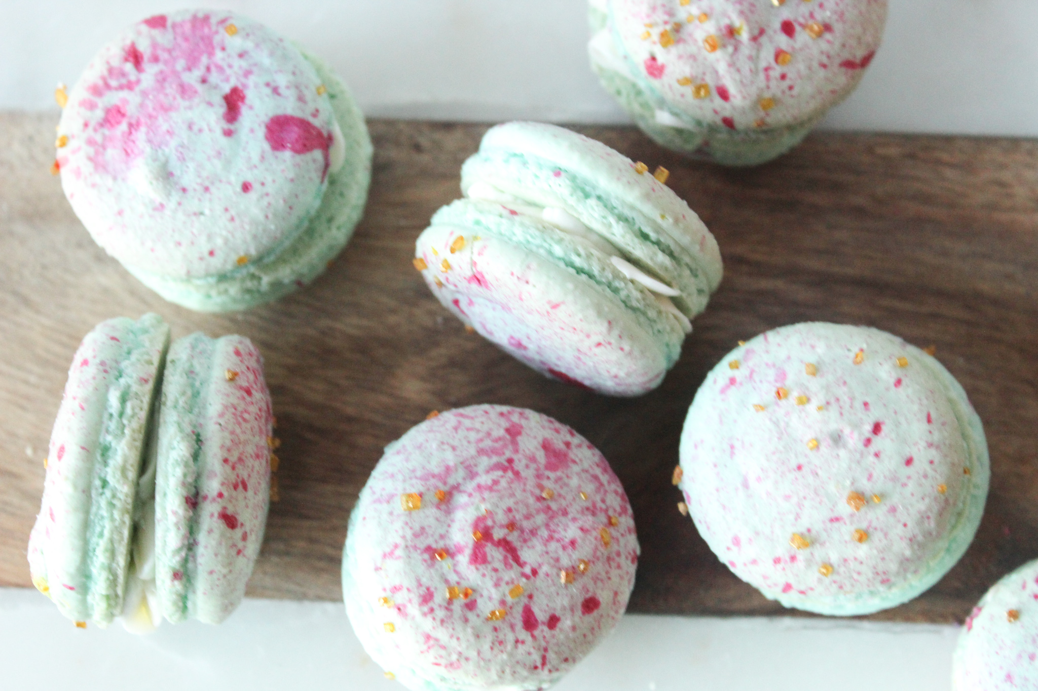 Paint Splatter Macarons for Valentine's Day